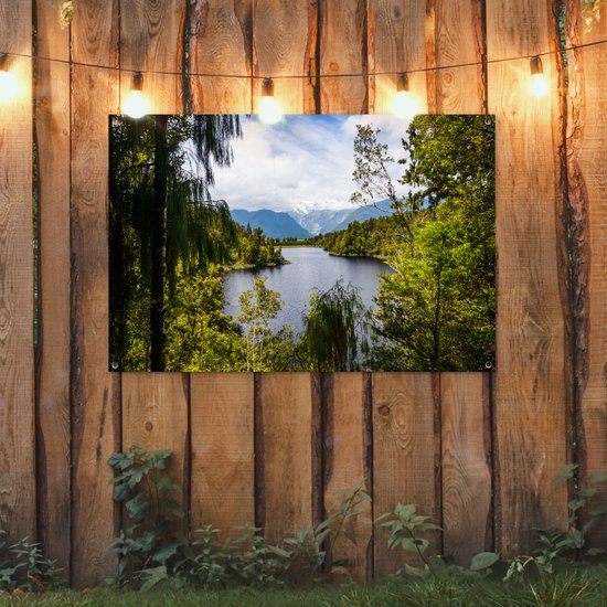 Forêt surplombant les glaciers Franz Josef et Fox en Nouvelle-Zélande Affiche de jardin 120x80 cm - Toile de jardin / Toile d'extérieur / Peintures pour l'extérieur (décoration de jardin)