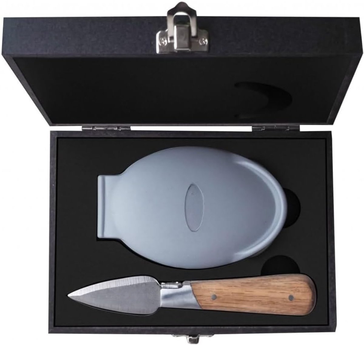 Nexvo® Oestermes - Oesterset - Oestermes en Handschoen - Hout - Zwart - 19cm x 15cm x 6cm