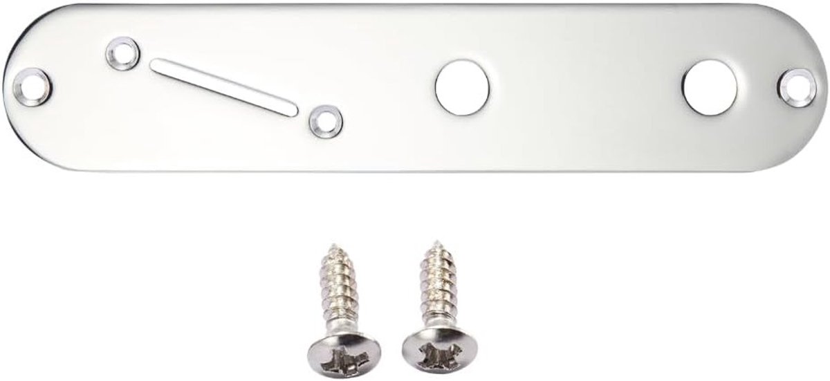 Tele Control Plate met 3/8" CTS Potentiometergaten en Hoekige Schakelaar Sleuf voor Telecaster Gitaar in Chroomafwerking