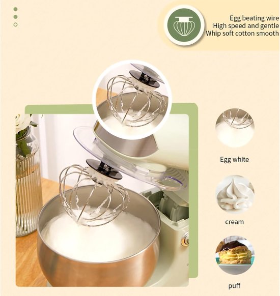 Deegmixer - Keukenmixer Elektrische Mixer - Bakken en Koken - Kantelkopontwerp - 3.5L Kom - Zilver — afbeelding 4