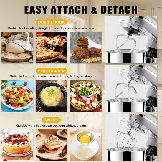 Staande Keukenmixer - Elektrische Mixer Keuken - Bakken En Koken - 5-In-1 Multifunctioneel - 5.5 Liter - Meerkleurig — afbeelding 4