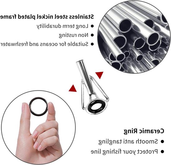 Complete Set van 40 Stuks Reparatieset voor Vislijn en Hengeltips met Keramische Gidsringen voor Zoet- en Zoutwatergebruik — afbeelding 3