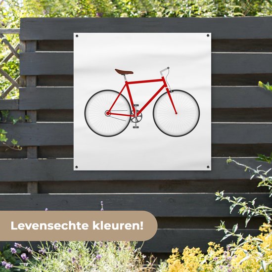 Toile de jardin Vélo de course - Rouge - Wit - 100x100 cm