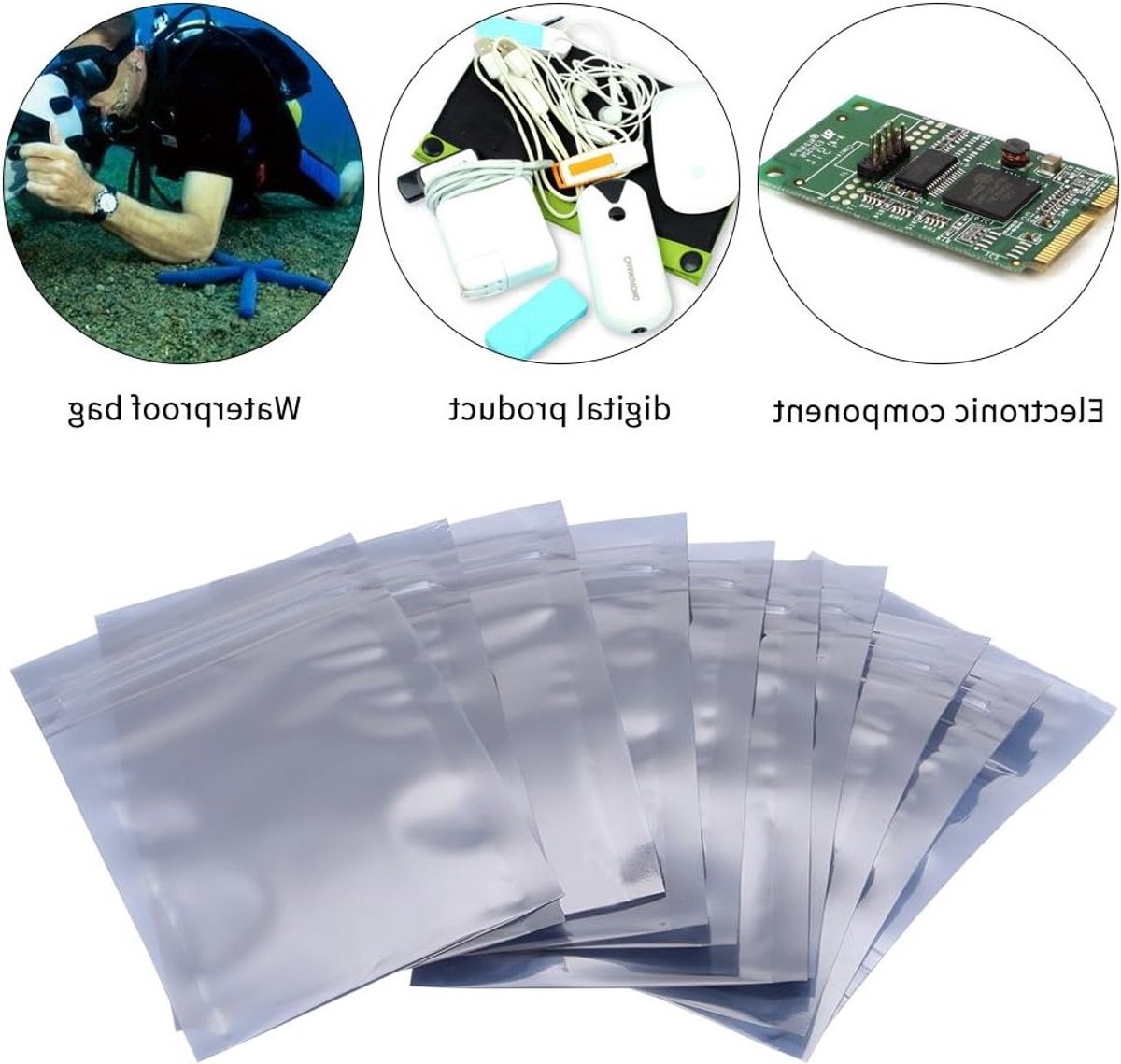 Antistatische Ziplock Beutel, 100 Stuks 6x9cm, Herbruikbare Opbergzakken voor Elektronisch Accessoires, Bescherming en Organisatie