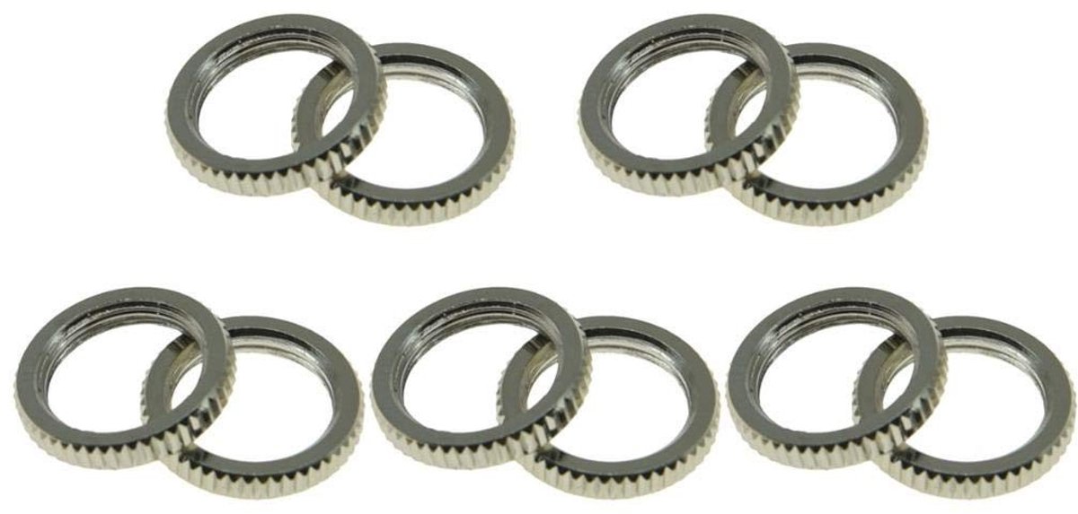 Set van 10 Fijn Geribbelde LP Gitaar Toggle Switch Moeren voor Switchcraft Schakelaars - Nikkel Afwerking, Geschikt voor Elektronica en Gitaaraccessoires