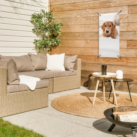 Affiche de jardin Chien - Neige - Hiver - 30x60 cm - Toile jardin - Affiche extérieure