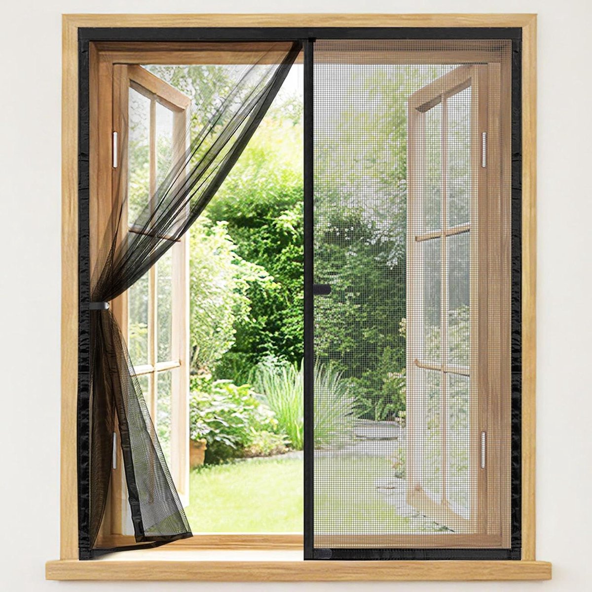 Vliegengaas Ramen - Horren Insectenhor - Insecten Buiten Houden - Magnetische Sluiting - 115 x 150 cm - Zwart