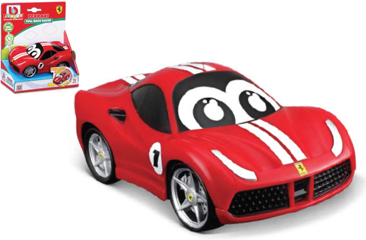 BB Junior Ferrari 488 GTB - Pullback Racer - 5 inch - Rood/wit