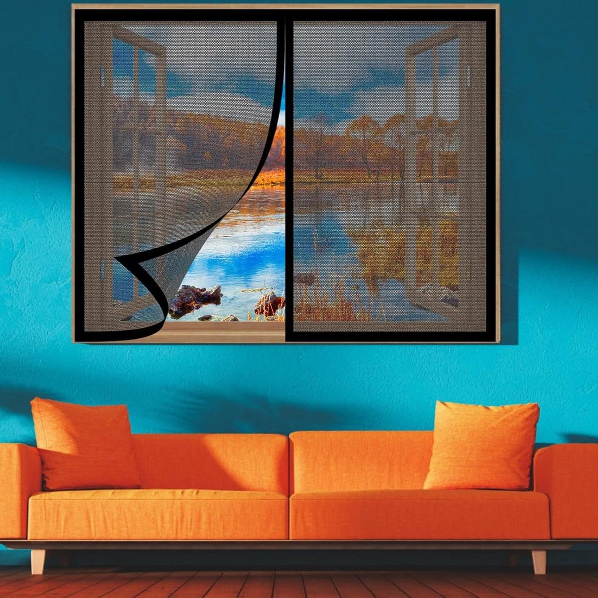 Raam Horren - Vliegengordijn Raam - Insecten Buiten Houden - Automatische Sluiting - 120 x 85 cm - Zwart