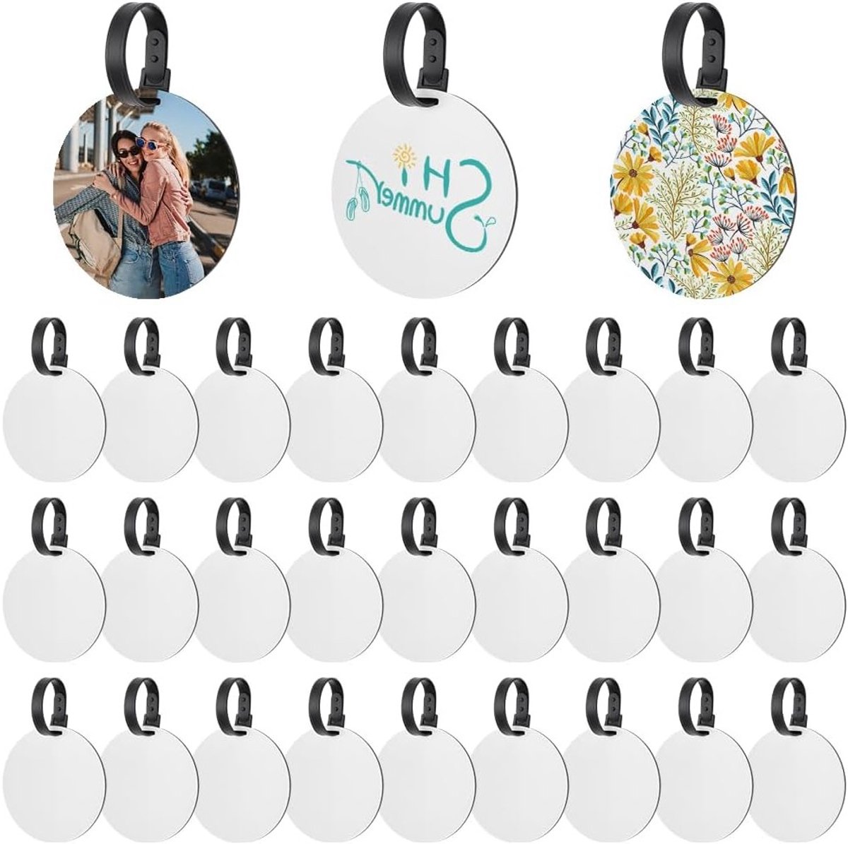 30 Ronde Sublimatie Bagagetags - Witte Lege PVC Labels met 30 Touwen - Aanpasbare Koffer Naamlabels voor Evenementen en Reizen