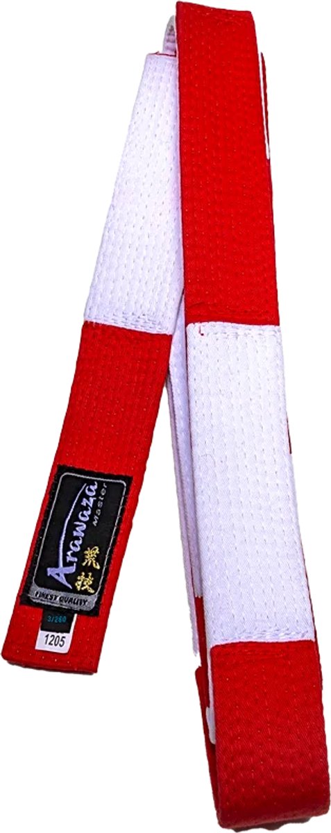 Karateband Master van Arawaza | Rood / Wit (Maat: 330)