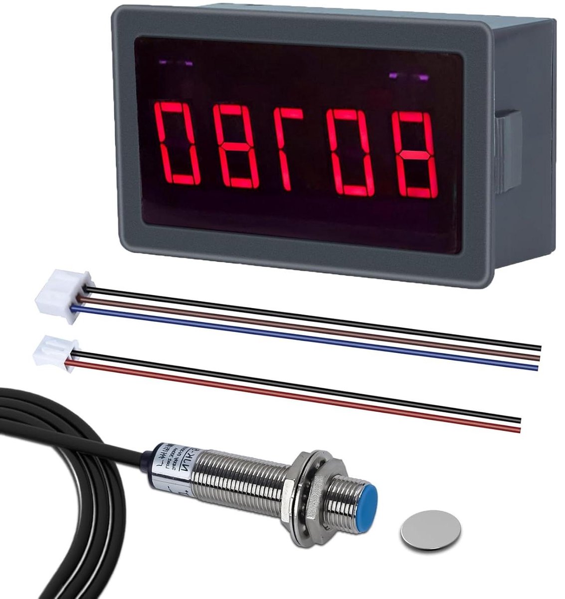 Digitale Snelheidsmeter - Toerentalmeter - Motoren Testen - 5-bits Led Display - 0-99999 Tpm - Zwart