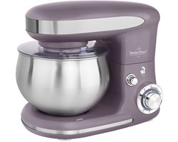 Swiss Haus® KM1805 Keukenmachine - 1300W Keukenrobot – 5L RVS Mengkom – Keukenmixer met 6 Snelheden + Pulse – met Deeghaak & Garde – Paars