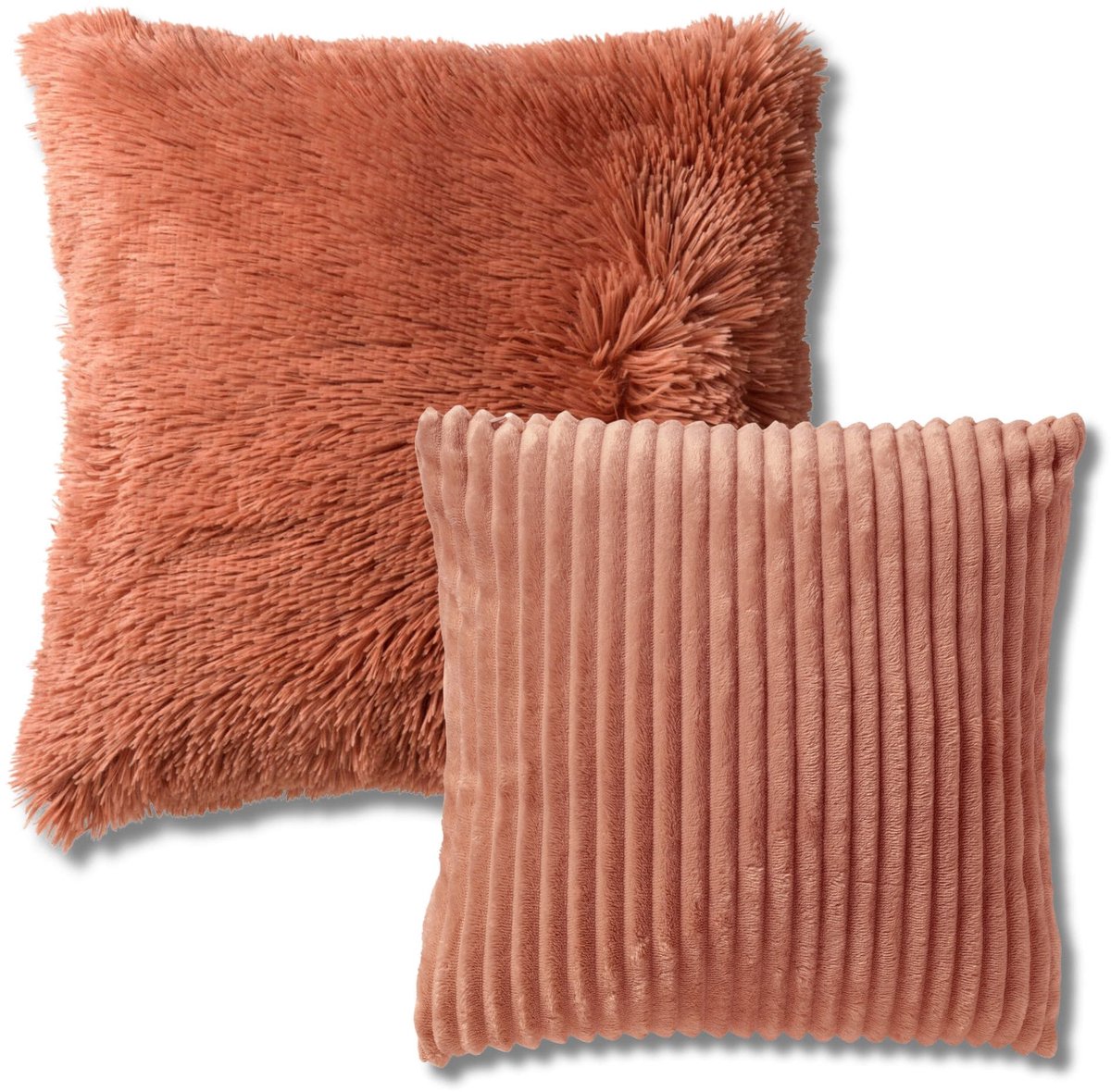 Dutch Decor KUSSENSET - 2-delig - Cosy Layers - 60x60 cm, 45x45 cm - inclusief binnenkussens - roze - Met Ritssluiting – Decoratie set sierussens - Comfortabele kussentjes voor op de Bank multicolor