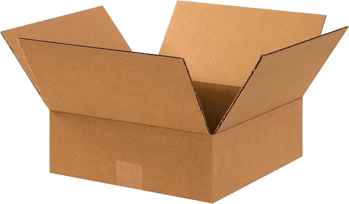 Golfkartonnen dozen - Verhuisdozen Opslagdozen - Spullen Verhuizen - Platte Bodem - 25 x 28 x 10 cm - Bruin