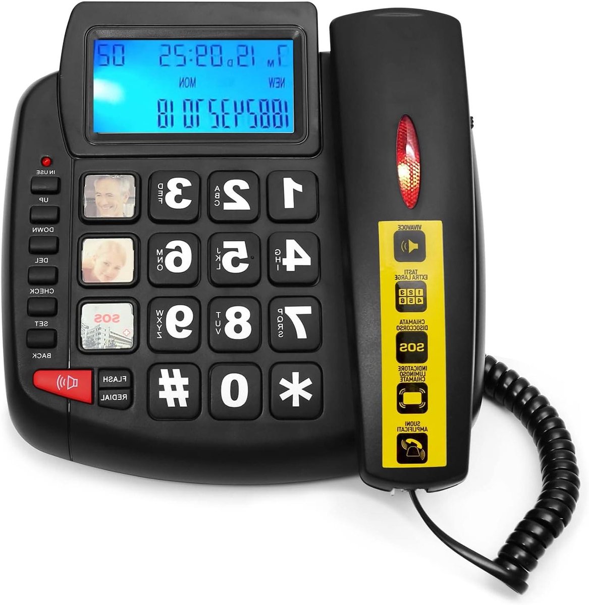 Vaste Telefoon - Senioren Telefoon - Gemakkelijk Bellen - Grote Knoppen - 18.5 cm - Zwart