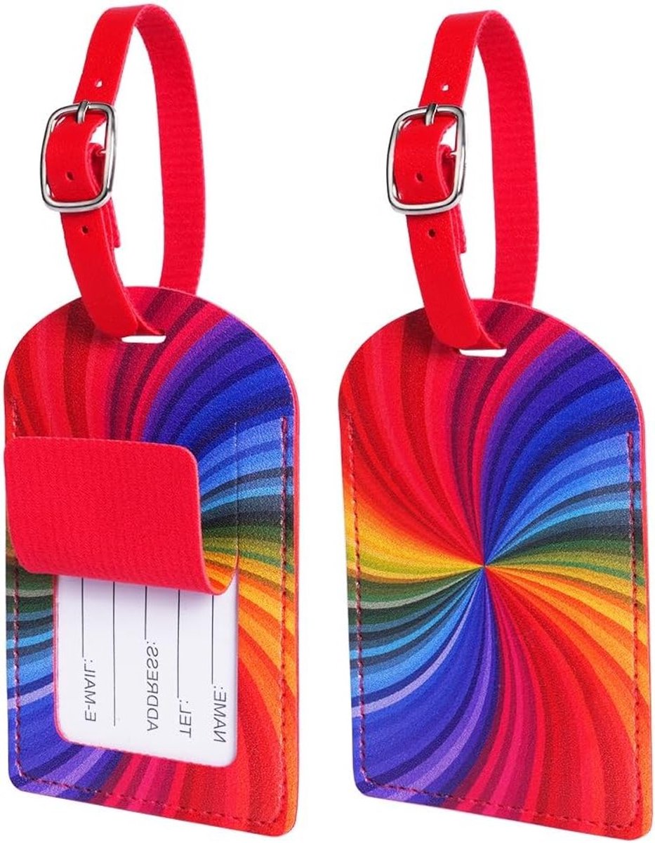 Reisbagage Labels, 2 Stuks Identiteitslabels voor Koffers, Handbagage Tags, Voorkom Verlies van Tassen en Koffers - Regenboog Ontwerp