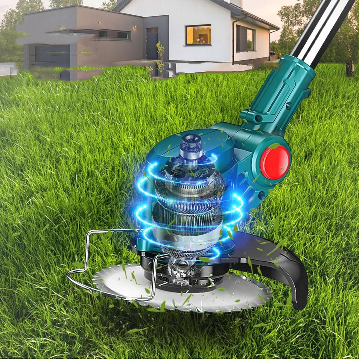 Accu Grasmaaier - 21V Elektrische Grasmaaier - Draadloze Grasmaaier met 2x6000mAh - 3 Messen & Verstelbare Hoogte - 900W Motor - Voor Tuin & Gazon – foto 3