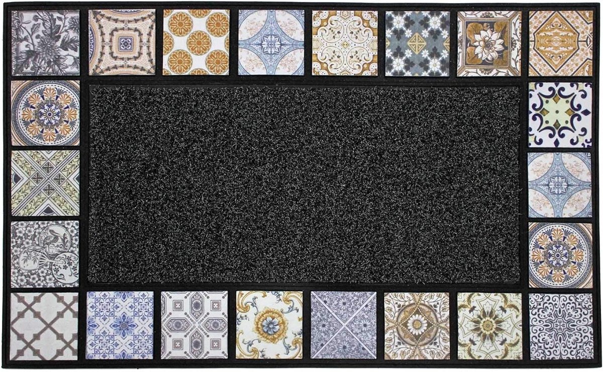 Voordeurmat - Entree mat - Vuil Vangen - Reliëf PVC Keramiek - 45 x 75 cm - Veelkleurig