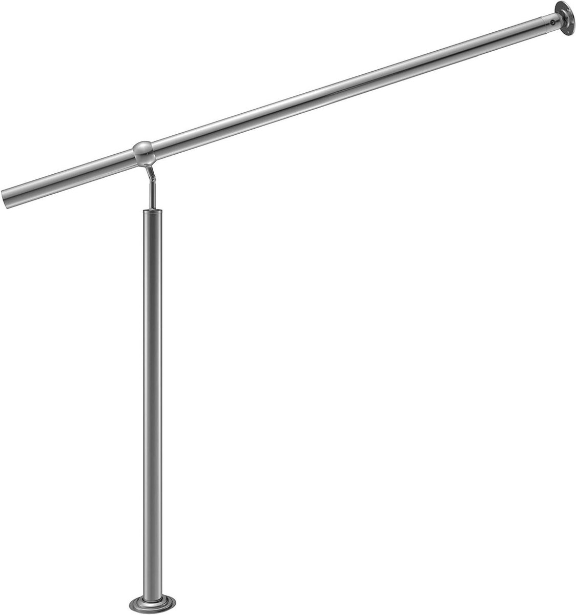 Trapleuning RVS - Steunleuning Buiten - Veilig Traplopen - Verstelbaar Hinge - 80 cm - Zilver