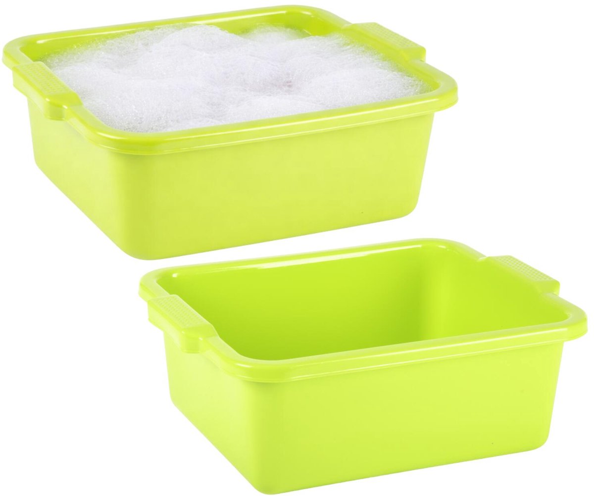 Plasticforte afwas en schoonmaak Teil - 2x - Rechthoek model - kunststof - 11 liter - 40 x 30 x 14 cm - groen - spoelbak