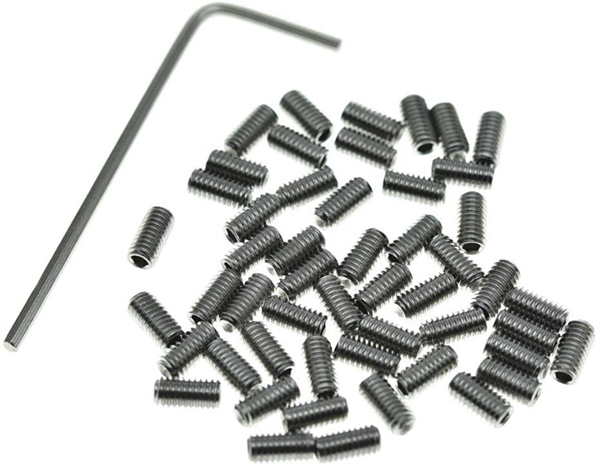100-Pack RVS Hoogte Verstelbare Schroeven voor Gitaarbrug, Geschikt voor Fender Strat/Tele, US#4-40 x 1/4 Inch