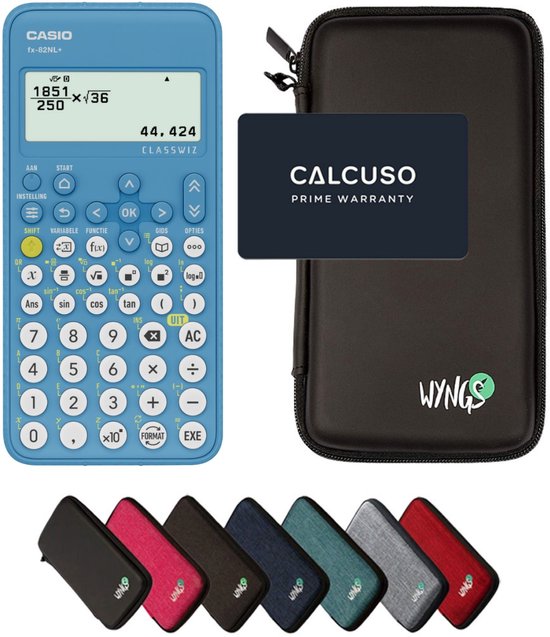 Casio fx-82NL+ incl. WYNGS Beschermhoes Zwart - Wetenschappelijke Rekenmachine - Basis Pakket