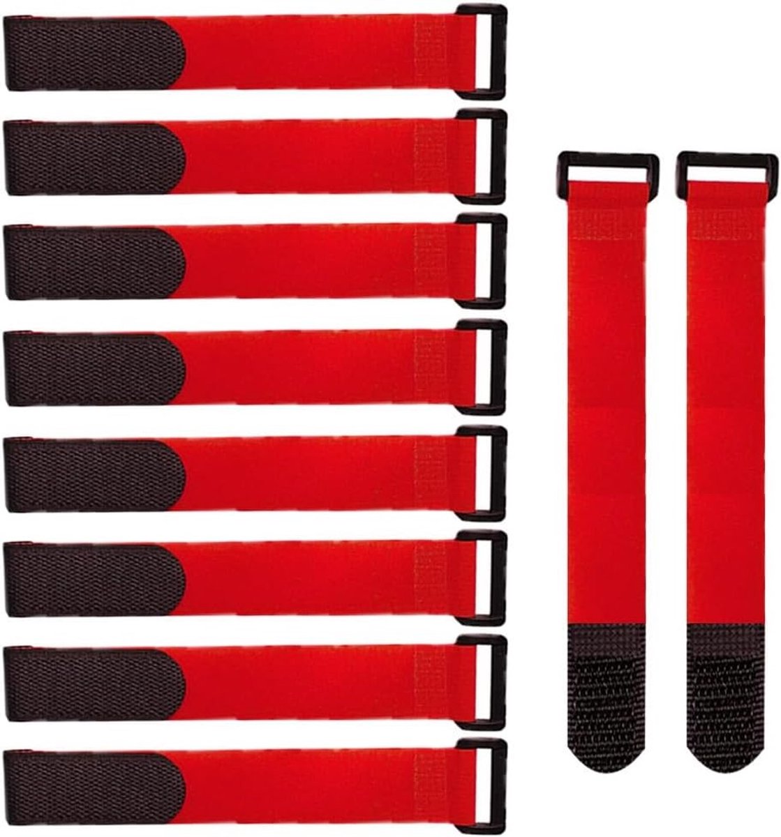20 Stuks 20 x 2 cm Herbruikbare Nylon Kabelbinders, Verstelbare Kabelstraps en Multifunctionele Cinchriemen in Rood voor Organisatie en Beveiliging