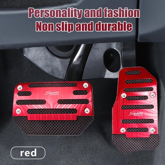 Auto Pedaal Set - Rem Gas Pedaal - Verbeteren Rijcontrole - Anti-slip Rubber - 5.1x3.5 en 3.1x5.9 Inch - Rood — afbeelding 2