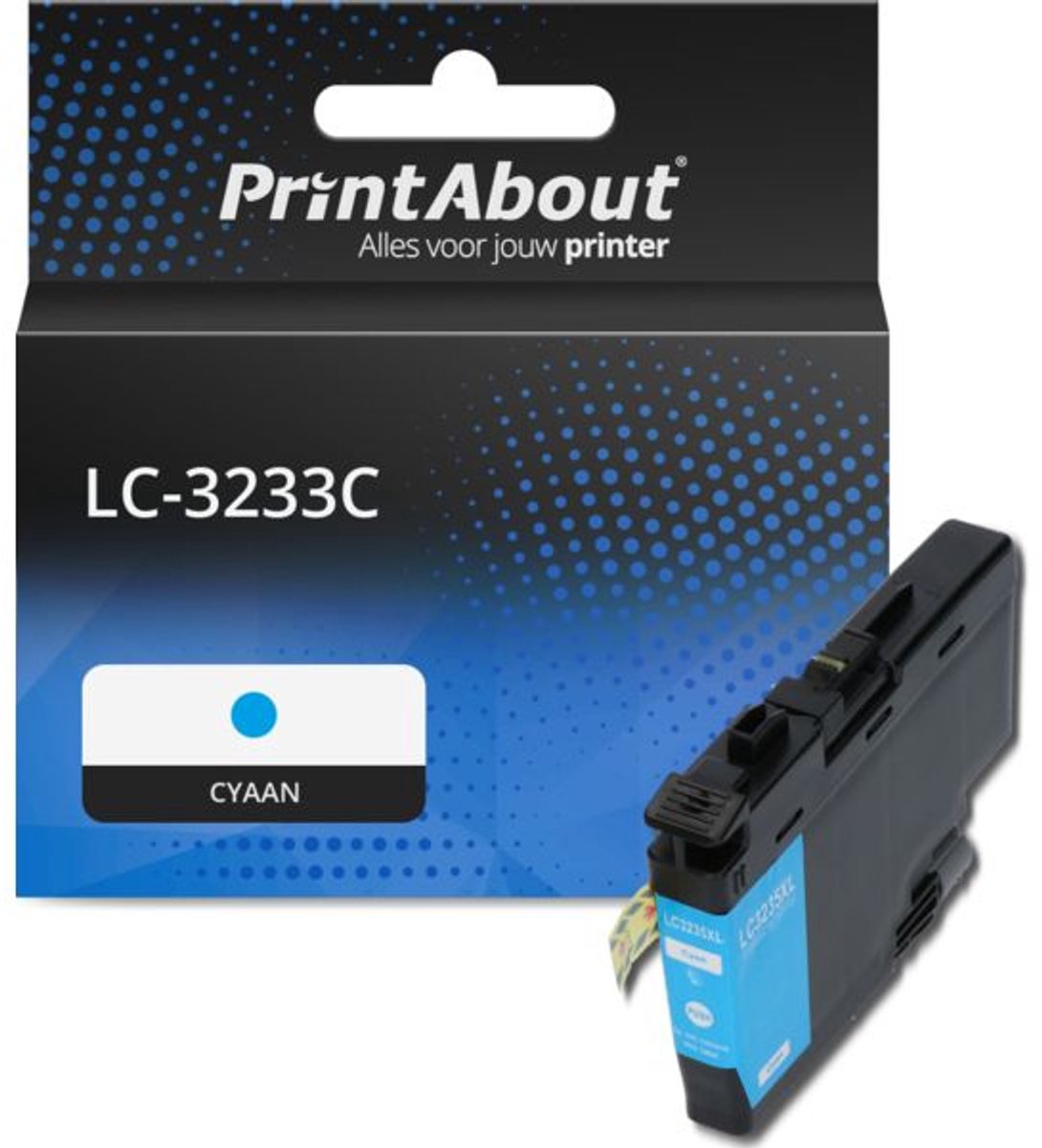 PrintAbout Huismerk Brother LC-3233C Inktcartridge Cyaan