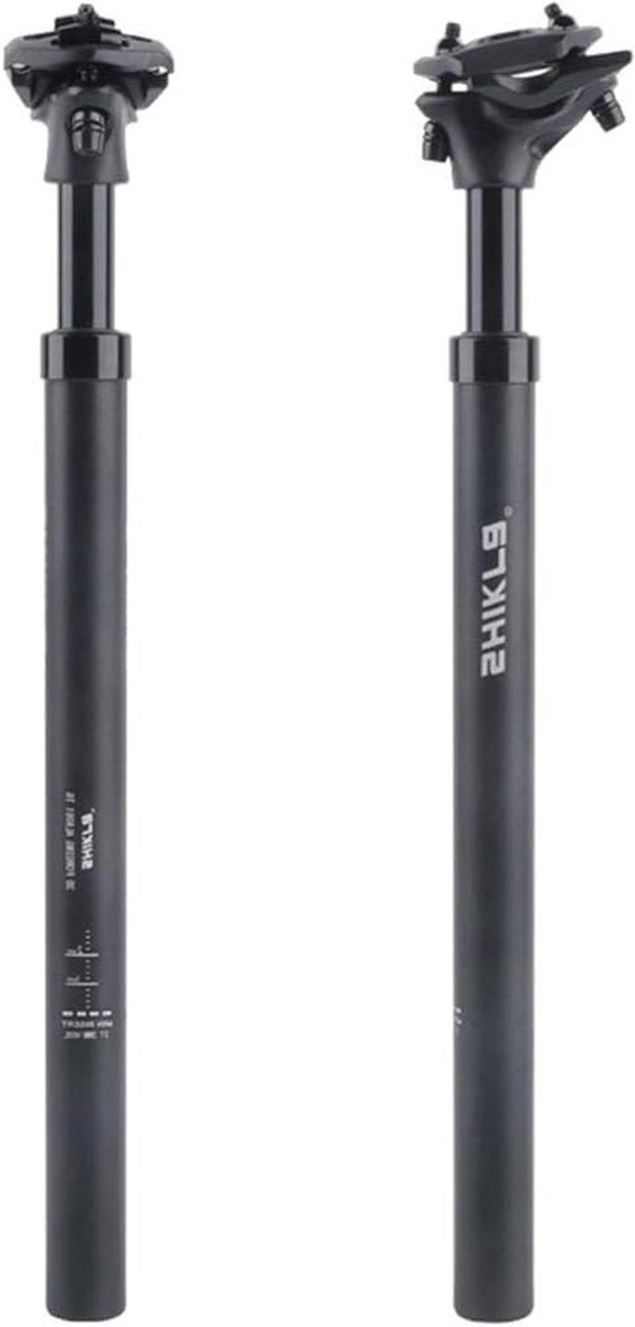 Fiets Zadelpen - Schokdemper Pen - Comfortabel Fietsen - Verstelbare Aluminium - 27.2mm tot 33.9mm - Zwart
