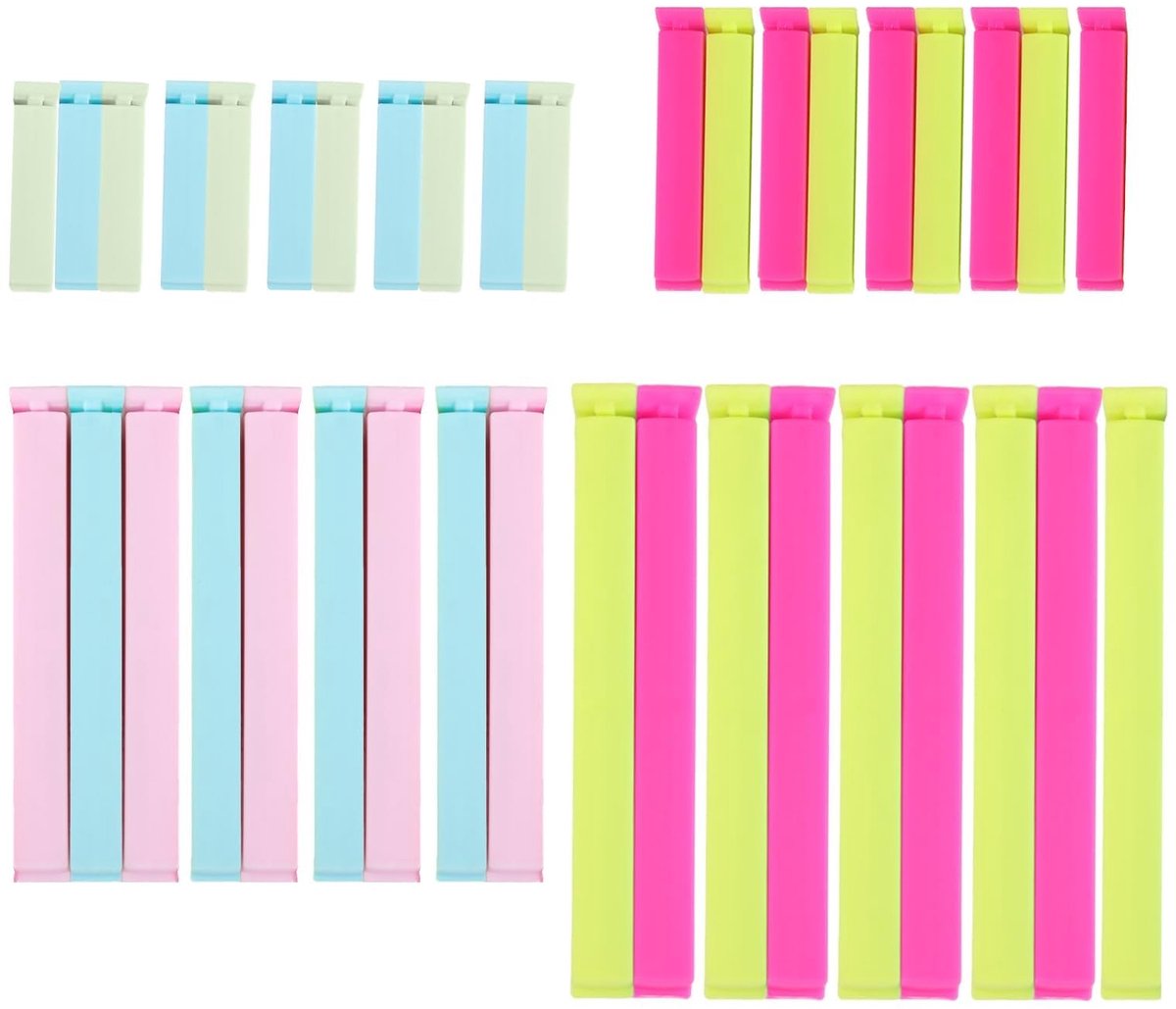 Dailygoods- Voedselzakclips 45 Stuks - Herbruikbare Afdichtingsclips - Vriezer/Koelkastclips - Veelkleurige Snackclips - Eenvoudig te Gebruiken - Verbeterde Afdichtingsefficiëntie - Afsluitclips