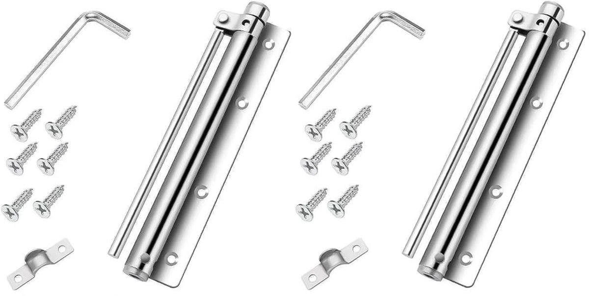 Dailygoods- Deurdranger Automatisch - Set van 2 - Roestvrij Staal - Verstelbare Veer - Stil Bufferscharnier - Corrosiebestendig - Deursluiter