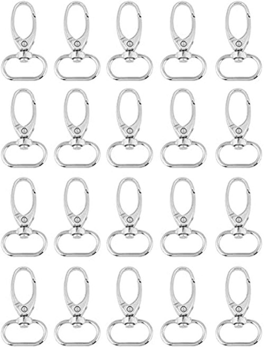 Dailygoods- Zaksluitingen 20 Stuks - Zinklegering Sleutelhanger Haken - Swivel Trigger Clips - Antislip - Lichtgewicht - Robuuste Magneten