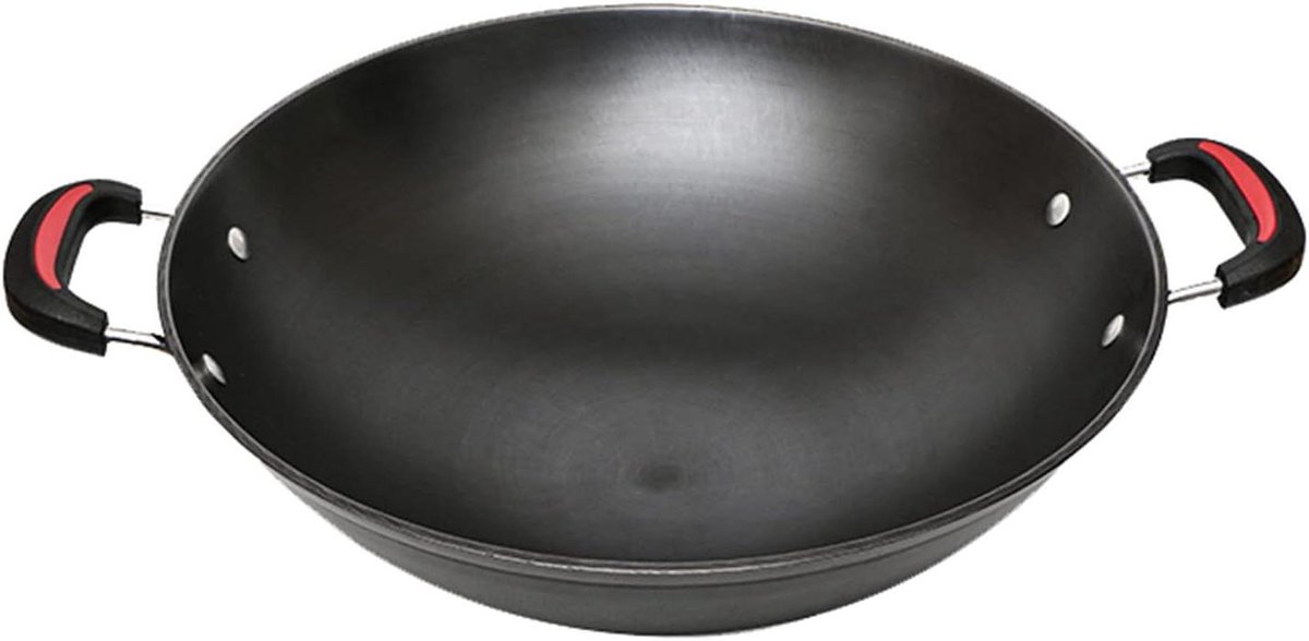 Gietijzeren Wok Gietijzeren Pan Koken op Gas Natuurlijk Mineraal Ijzer 50CM Zwart