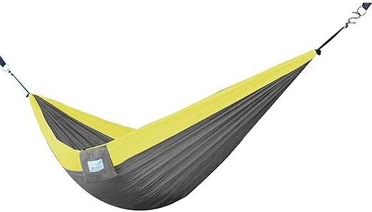 Parachute Hangmat - Dubbele Hangmat - Buiten Ontspannen - Lichtgewicht Compact - 325 x 201 cm - Grijs Geel