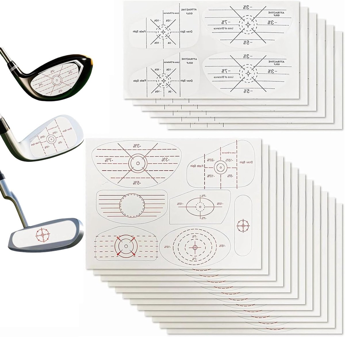 108 Pcs Golf Impact Stickers voor Precisie en Afstand, Ideaal voor Golf Swing Training met Ijzers en Houten Putters