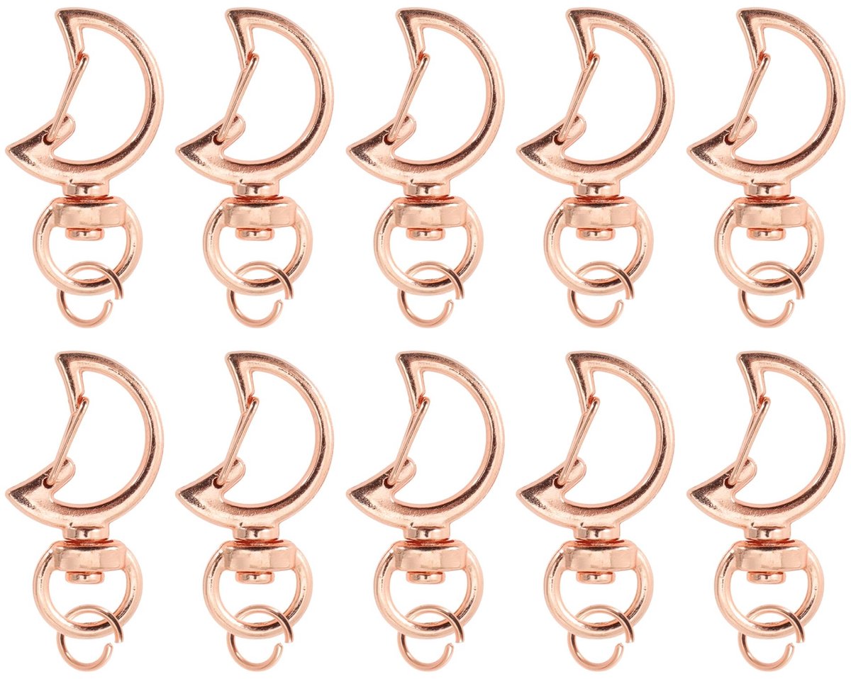 NTH products- Sleutelhanger 10 Stuks - Maanvormige Sleutelhanger - Karabijnhaak met Schroefsluiting - Lichtgewicht en Roestbestendig - 360° Draaibare Basis - Sleutelring