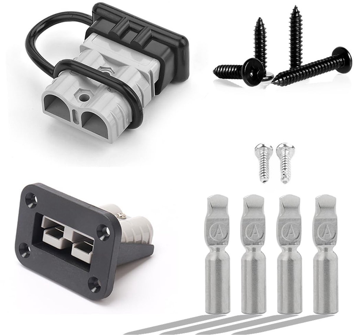 Dailygoods - 50A batterijaansluitingen - Snelverbinding - Zwart - Quick Disconnect stekker - Geschikt voor auto, caravan, schip, bestelwagen