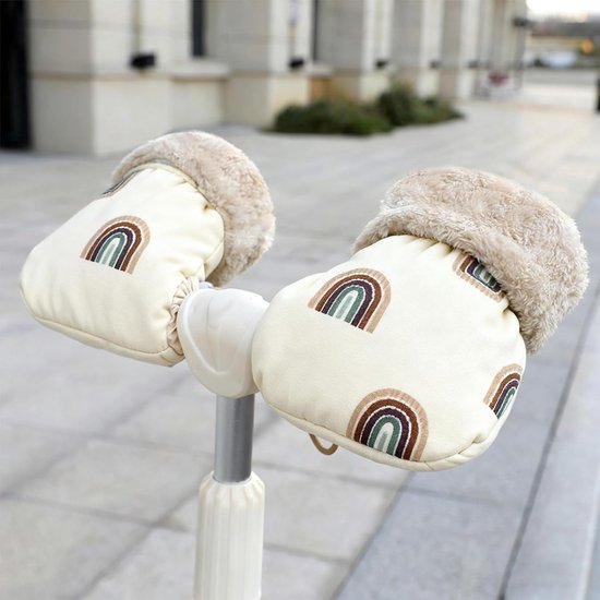 Kinderwagen Handschoenen - Muffen Winter - Warm Blijven - Pluche Gevoerd - 25x15 cm - Regenboog Patroon — afbeelding 5