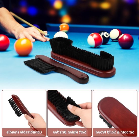 Complete 4-delige schoonmaakset voor biljarttafel met borstel, rail van massief hout, nylon haren, reinigingsdoek en roller voor optimale verzorging van biljarttafels — afbeelding 5