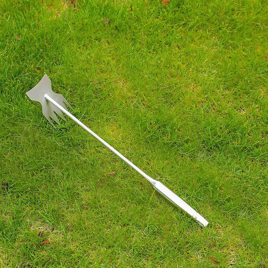 Onkruidhark Tuin - Wortelgereedschap Schoffel - Onkruid Verwijderen - Verlengde Handgreep - 32 cm - Zilver — afbeelding 4