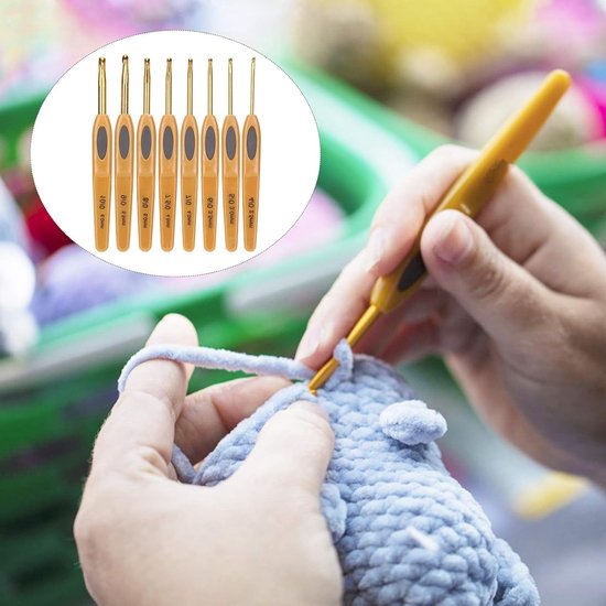 Ergonomische Haaknaalden Set van 8 Stuks voor Breien en Haken, Diverse Maten voor Beginners en Creatieve Projecten — afbeelding 2