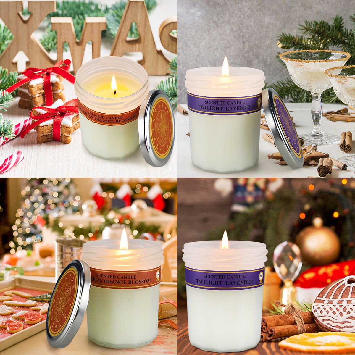 Geurkaarsen Set van 2 Sojawas 210g per Kaars – Luxe Geurkaarsen in Glas met Lange Brandduur en Cadeauverpakking – Lavendel & Sinaasappelbloesem — cadeau in Wonen & Interieur - foto 2