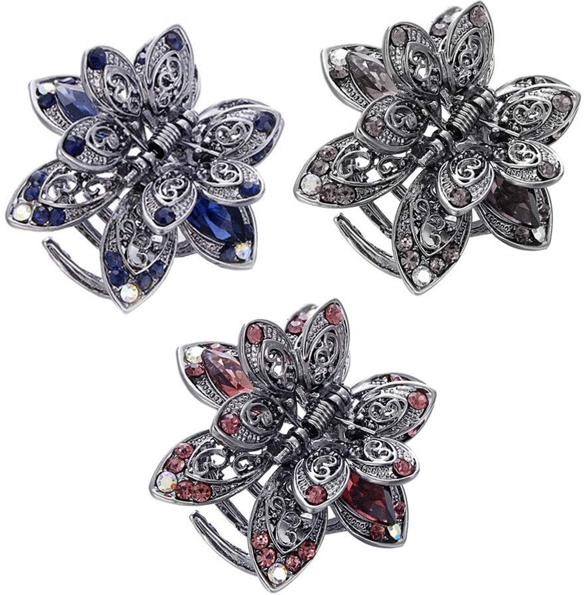 Elegante metalen haarklem met kristalvlinder voor dames