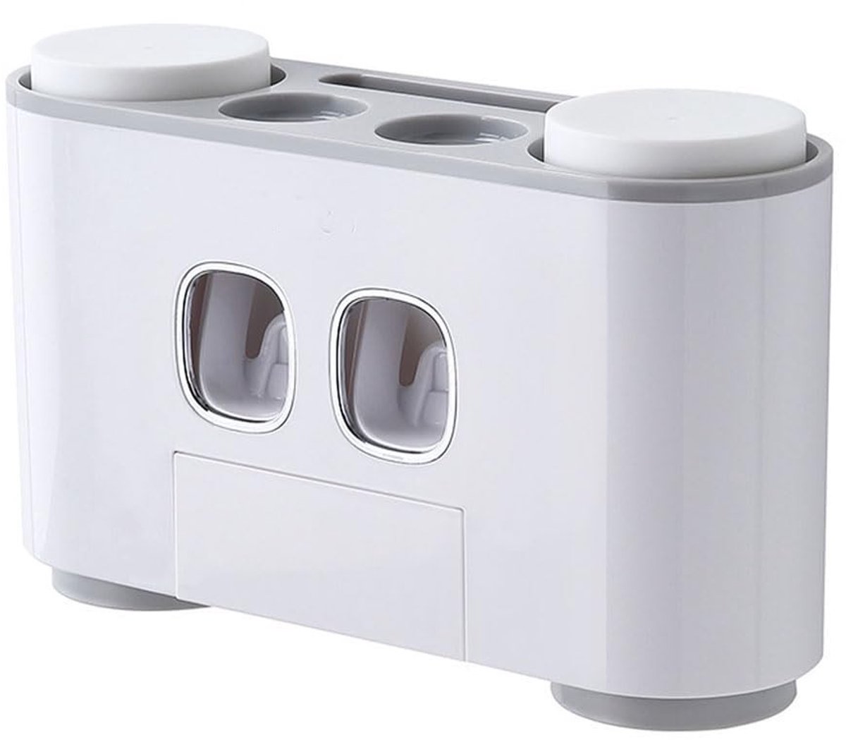 Dailygoods- Tandenborstelhouder wandgemonteerd - Automatische tandpasta-dispenser - 5 tandenborstelsleuven - 4 magnetische bekers - Gatenvrije installatie - Multifunctionele organizer - Badkamerorganizer