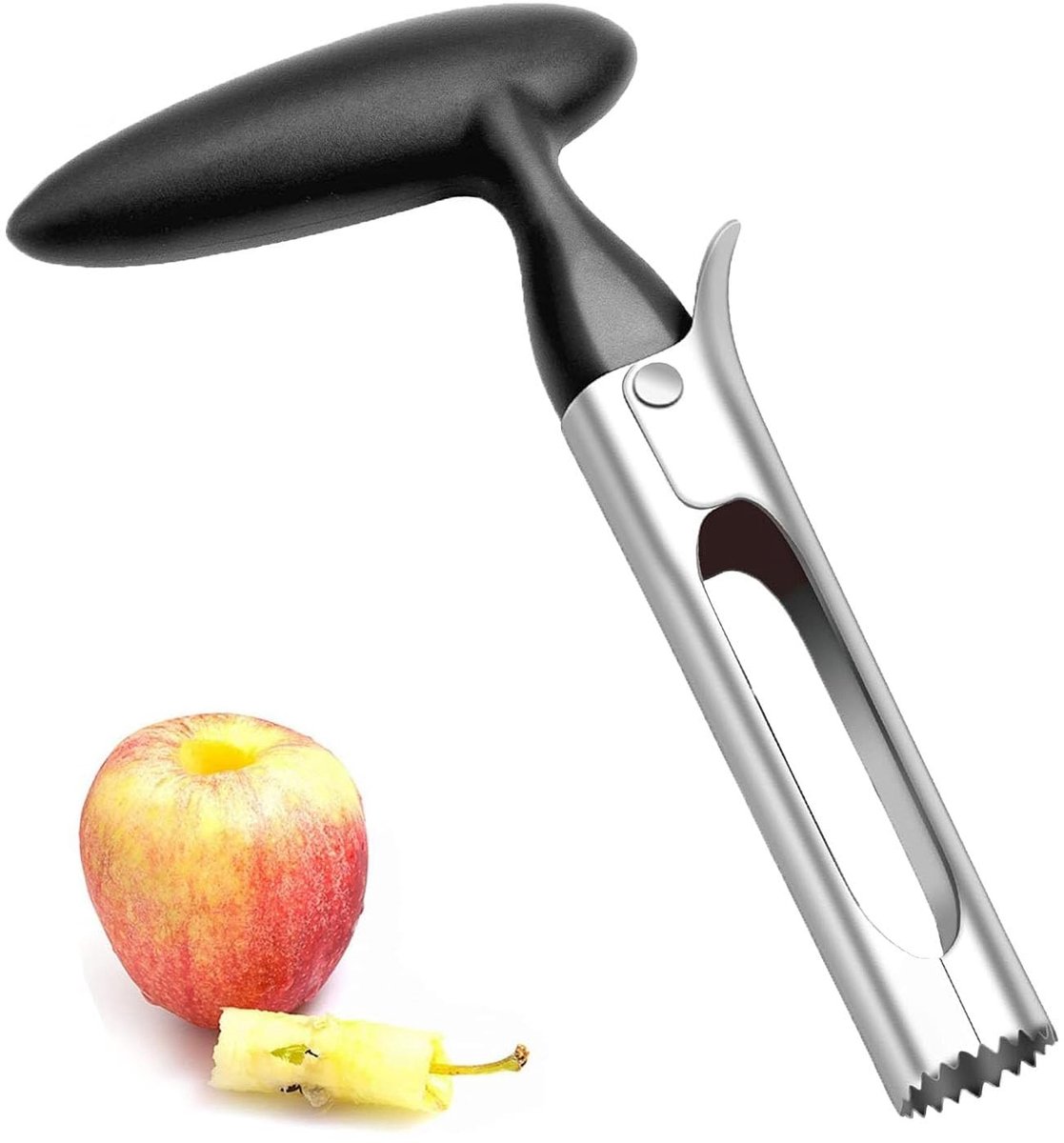BRENZOOS- Appelontpitter met scherp gekarteld lemmet - Roestvrij Staal - Ergonomische Handgreep - Opklapbare Mond - Voor Appels/Peren - 18 x 9,8 x 2,3 cm - Fruitontpitter