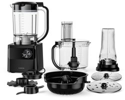 Klarstein Keukenmachine Velaire met mixer – 1200 W multifunctionele keukenmachine, 2-liter kom, 1,75-liter mixer, 6 programma's en snelheden, sapcentrifuge en vleesmolen opzetstukken - 2L - voor Keuken - Knetmaschine - Rührmaschine