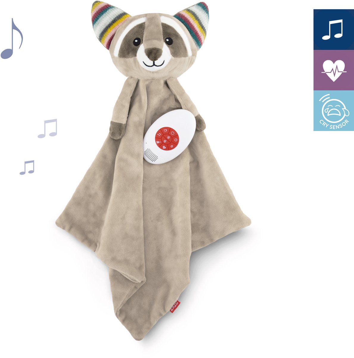 Zazu Robin de Wasbeer - Heartbeat & White Noise Knuffeldoekje - Beige - 35 cm