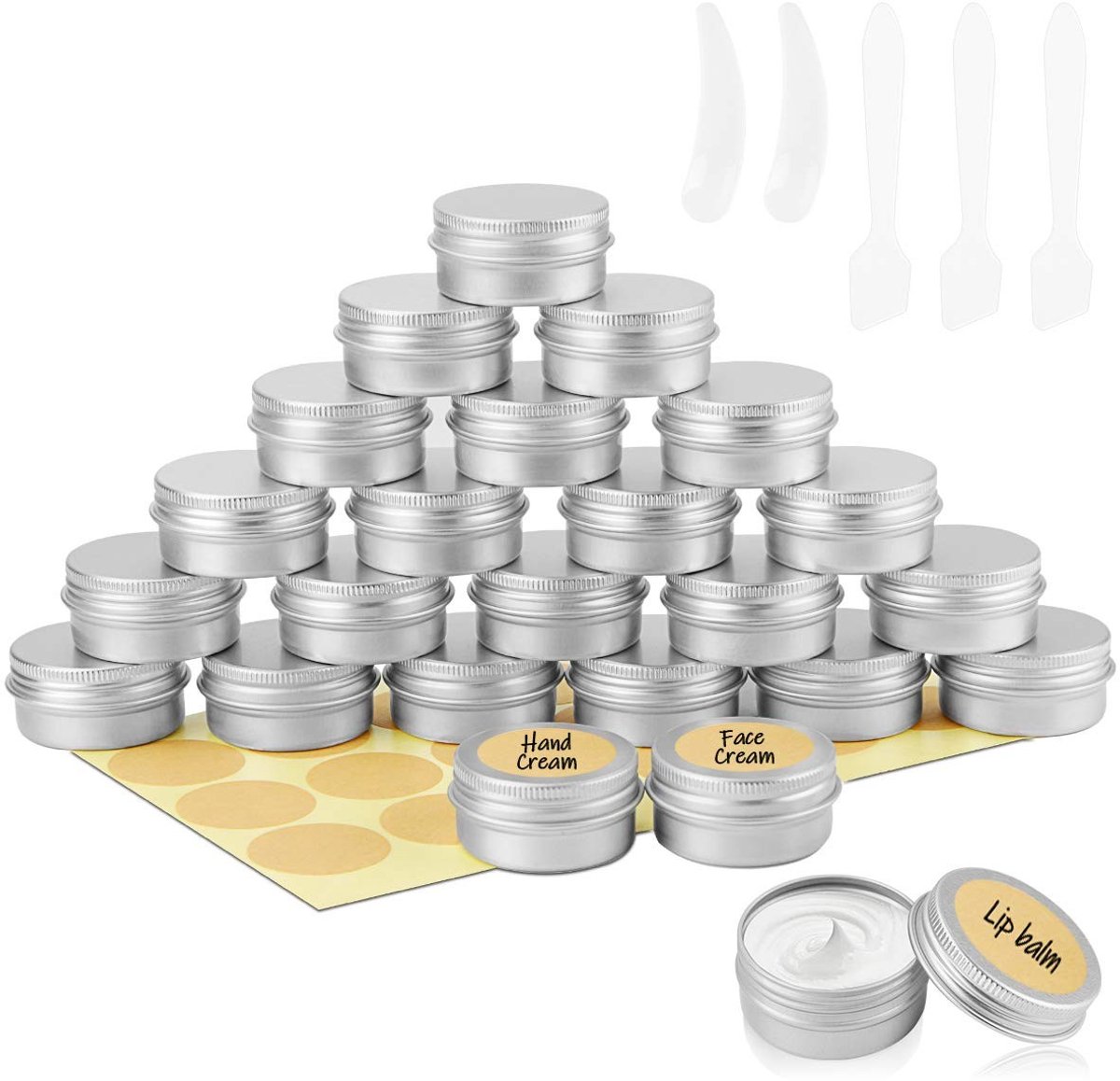 JHUBERS- Cosmetische Potten 24 Stuks - Aluminium Blikken 20ml - Lege Containers - Herbruikbaar - Afdichtende Eigenschappen - Duurzaam en Lichtgewicht - Sample Containers
